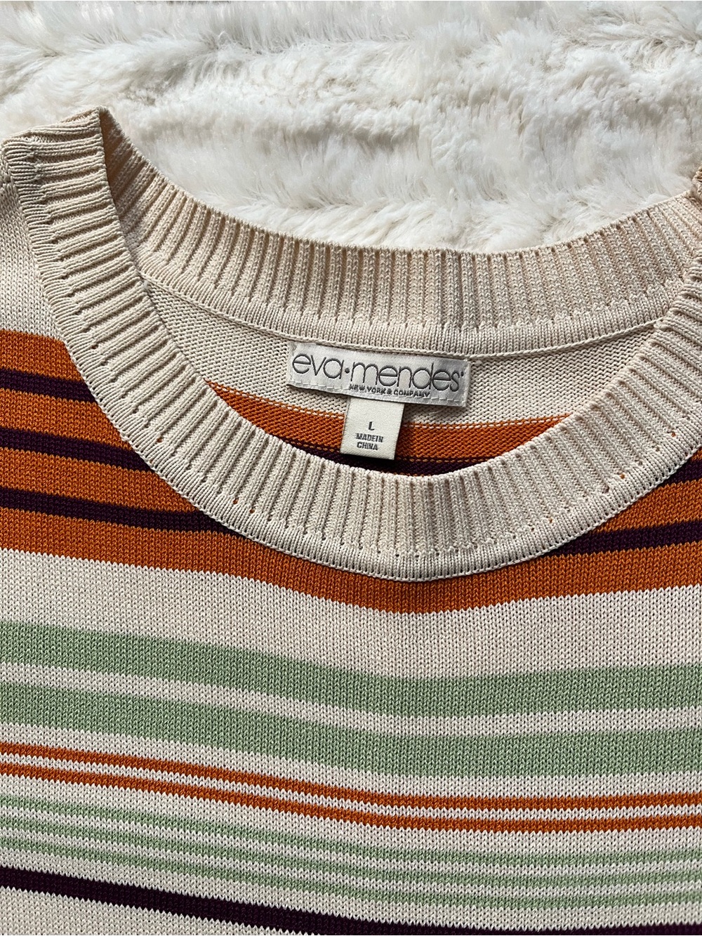 Eva Mendes for New York & Company Brown and Cream Striped Dress - Picture 4 of 8